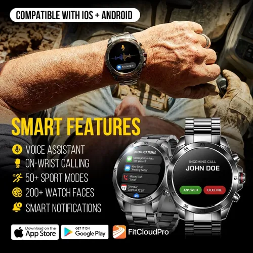Miniatura 4 de ALPHAGEAR Commander - Reloj inteligente militar táctico para hombre, batería de 12 días, pantalla AMOLED, llamadas Bluetooth