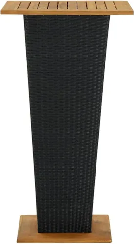 Miniatura 5 de vidaXL Moderna mesa de bar para patio al aire libre, clima, ratán de polietileno y madera de acacia maciza duradera, diseño cuadrado, color negro