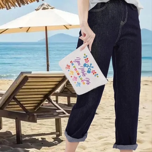 Miniatura 6 de LEVLO Miguel Cosmético Maquillaje Bolsa de dibujos animados Fans Regalo You Make Me Un Poco Loco Maquillaje Cremallera Bolsa Bolsa, Un Poco Loco