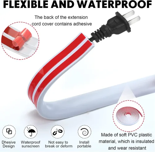 Miniatura 3 de Cubierta de cable de suelo de 19.69 pies, protector de cable de conducto, protector de cable en el conducto para aceras o pasillos (blanco)
