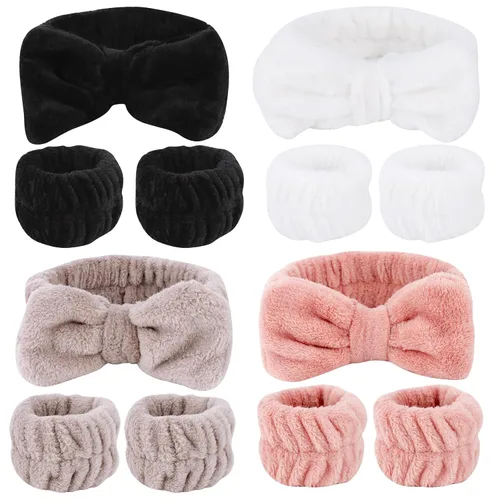 Miniatura 11 de 12 PIEZAS Diademas de Spa y Muñequeras para Lavado Facial - Diadema de Maquillaje de Microfibra Suave Súper Linda con Bandas Elásticas de Lazo
