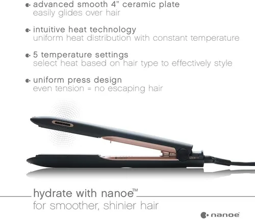 Miniatura 2 de Panasonic Nanoe EH-HS99-K - Plancha plana para cabello sano y brillante, con placas de cerámica de 1 pulgada y tecnología de calor intuitiva