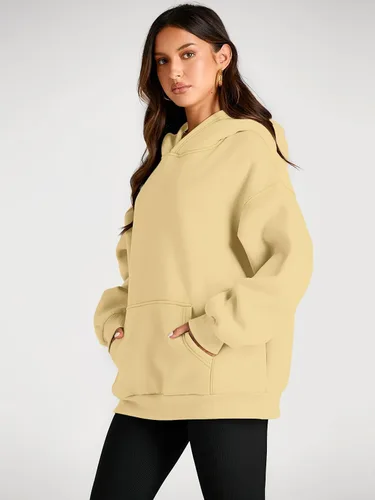 Miniatura 63 de Trendy Queen - Sudaderas extragrandes con capucha para mujer, suéteres de manga larga, sin botones, de vellón, de otoño, ropa de invierno