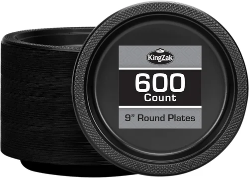Miniatura 11 de Platos de plástico rojos de la colección Hanna K. Signature, redondos de 9 pulgadas, 50 unidades – Platos desechables resistentes para cenas
