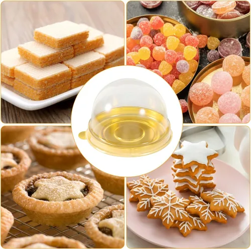 Miniatura 9 de NUOBESTY Caja de embalaje crujiente de yema de huevo redonda, contenedor de plástico transparente para pasteles pequeños y 2.75 x 2.75 x 1.77