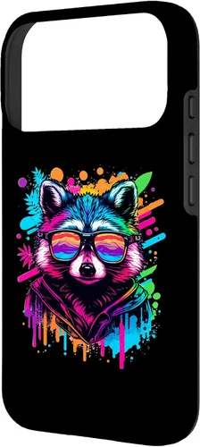 Miniatura 2 de Rainbow Raccoon Sunglasses Vaporwave Synthwave Retrowave Case for iPhone 17 Pro