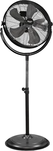 Comfort Zone Ventilador de pedestal industrial de alta velocidad de 20 pulgadas, ventilador de taller totalmente metálico resistente con aspas de
