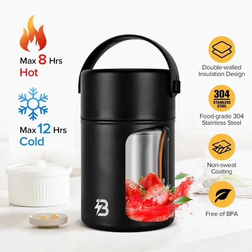 Miniatura 2 de Termo para comida caliente, frasco térmico para sopa de almuerzo de 29 onzas, recipiente aislado de boca ancha para comida caliente con cuchara