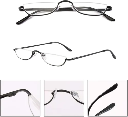 Miniatura 4 de Lentes de lectura de media lectura, lectores de marco de metal para mujeres y hombres con bolsa (2 pares 1.25)