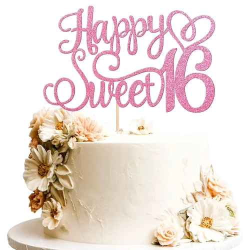 Miniatura 14 de 24 piezas de decoraciones para cupcakes de 16 cumpleaños con purpurina, ¡Hola 16! Dulces 16 desde 2008, púas para cupcakes de 16 años para celebrar