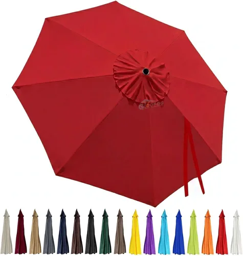 Miniatura 11 de Toldo de repuesto para sombrilla de patio de 10 pies, 8 varillas, impermeable y resistente a la decoloración, tela de poliéster gruesa para patio