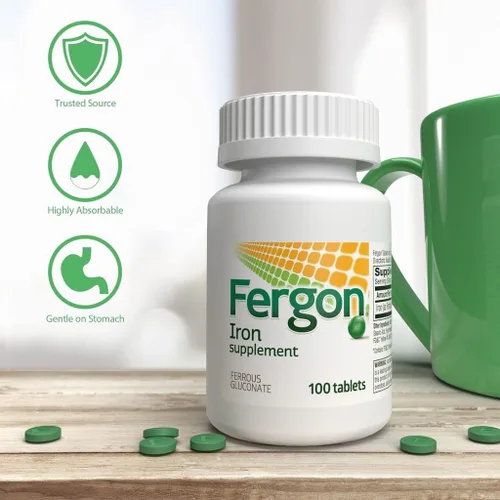 Miniatura 5 de Fergon Hierro de alta potencia altamente soluble y fácil de digerir, 27 mg de hierro, 100 tabletas