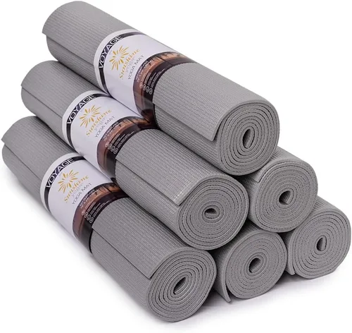 Voyage - Tapete de yoga a granel, paquete de 6, 72 x 24 pulgadas, esterillas de yoga profesionales para estudio y gimnasio, 0.197 in de grosor, Gris