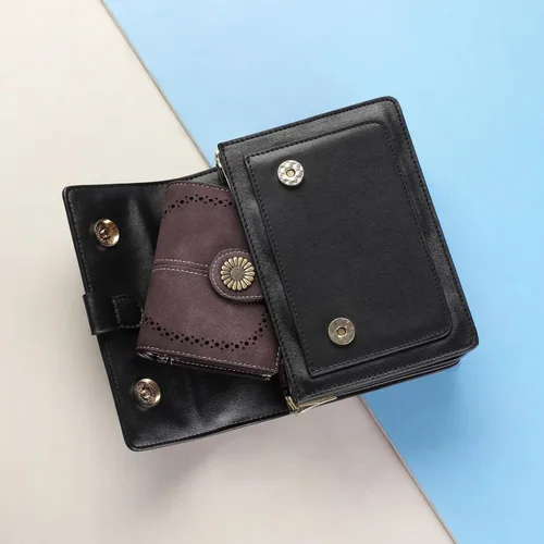 Miniatura 6 de SENDEFN Carteras pequeñas para mujer, con bloqueo RFID, de cuero, plegable, tarjetero con ventana de identificación