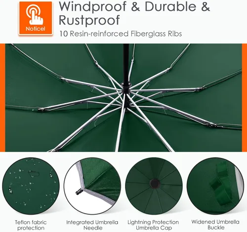Miniatura 5 de Bodyguard Inverted Umbrella, Large Windproof Umbrellas for Rain & Sun, Compact Umbrella Reverse Umbrella with Reflective Stripe, Teflon Umbrella for