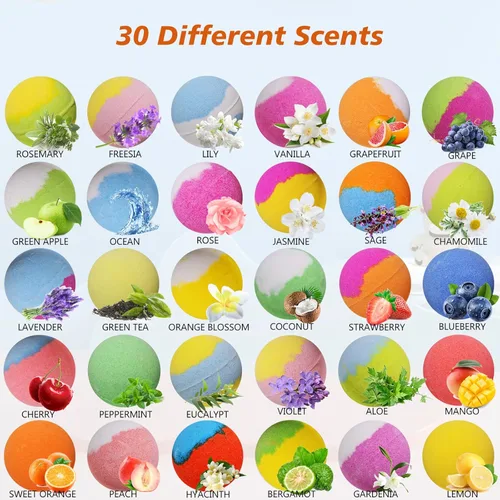 Miniatura 2 de Bombas de baño para niños con juguetes en el interior para niñas y niños, paquete de 30 bombas de baño de regalo con sorpresa, bolas de baño