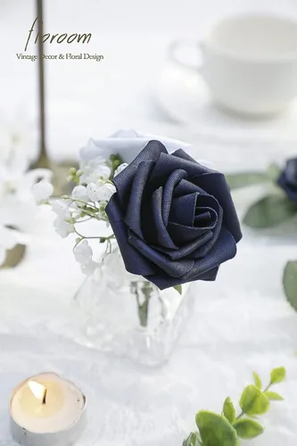 Miniatura 5 de Floroom Flores artificiales de espuma, aspecto real, con tallos, para manualidades, ramos de boda, centros de mesa, despedida de soltera, fiesta, 25