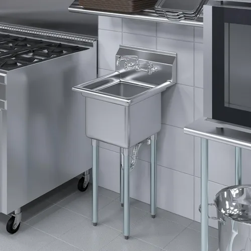 Miniatura 8 de AmGood Fregadero de acero inoxidable para preparación y uso general NSF Acero inoxidable 304 Restaurante, cocina, lavandería, garaje