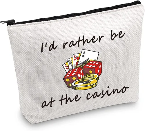 JXGZSO Jugador Regalo I'd Rather Be At The Casino Bolsa de Maquillaje Bolsa de Dados de la Suerte Bolsa Casino Amante Regalo, Casino