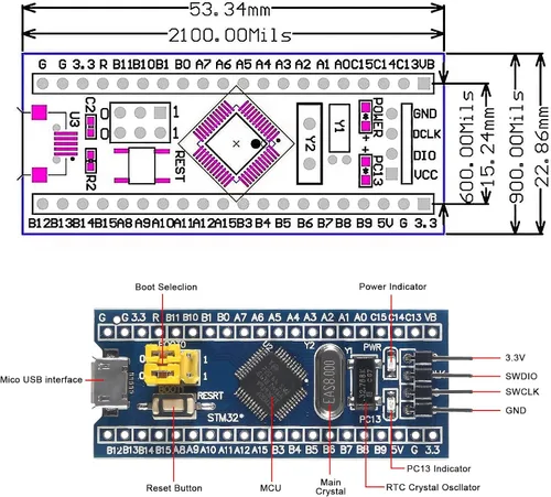 Miniatura 6 de Alinan 2 unids ST-Link V2 Unidad de Programación Emulador Descargador (color al azar)+2pcs STM32F103C6T6 Placa de desarrollo de sistema mínimo