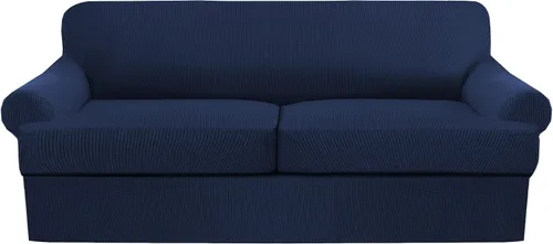 Miniatura 35 de Juego de fundas para sillas con cojines en T de 2 piezas, funda de sofá elástica para sillones y sillas con cojines en T