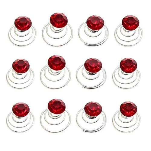 Miniatura 2 de canjoyn 24 horquillas para el cabello con gemas nupciales, espirales, espirales, espirales, para boda, espiral, tornados de cristal brillantes, Azul