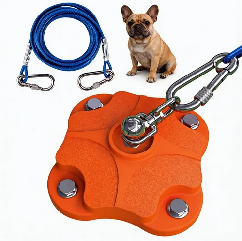 Miniatura 9 de Estaca de Anclaje al Suelo de Servicio Pesado para Atar Perros con Doble Giro Antienredos de 360° - Estaca Corrediza para Perros Grandes para Patio
