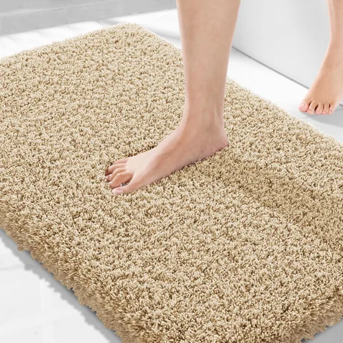 Miniatura 156 de Yimobra Alfombra de baño de felpa esponjosa, súper lanuda suave, cómoda, antideslizante, absorbente de agua, alfombra de baño de microfibra que se