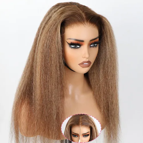 Miniatura 12 de Domiso Peluca con cierre sin pegamento, pre cortada, 7x5, de encaje, lacio rizado, frontal de encaje, de cabello humano para mujeres