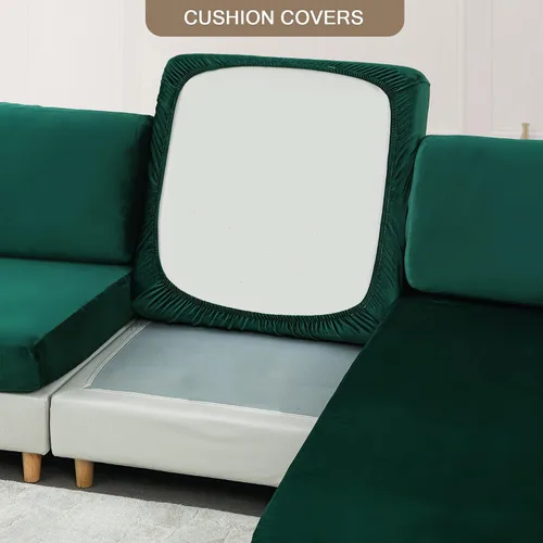 Miniatura 3 de Fundas elásticas de cojín para sofá, fundas de cojín de terciopelo suave, fundas de cojín para la espalda, protector de muebles con parte inferior