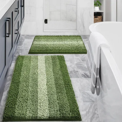 Miniatura 13 de Gibelle Alfombras Azules para Baño, Alfombra de Baño de Chenilla de Lujo, Alfombra Pequeña Antideslizante para Ducha y Alfombras para el Suelo