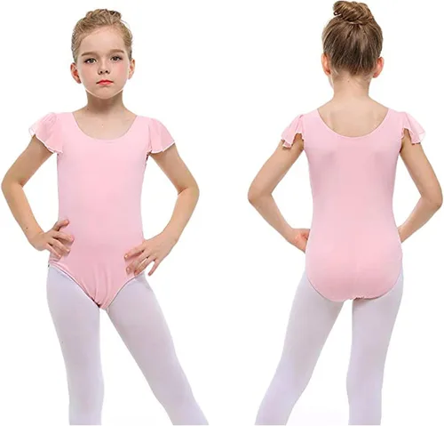 Miniatura 2 de Stelle Leotardos negros de ballet para niñas, trajes de gimnasia de manga corta con volantes (bebéniña pequeñaniño grande)