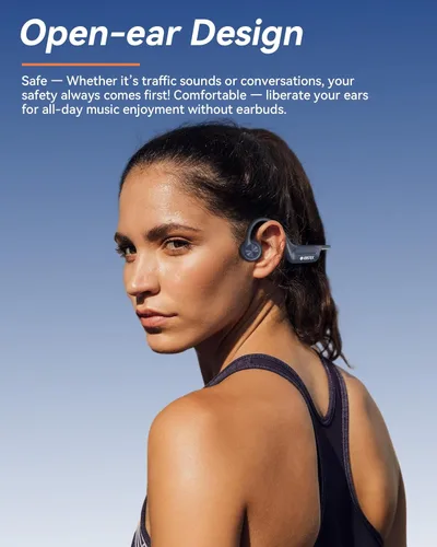Miniatura 3 de Voistek Auriculares de conducción ósea inalámbricos Bluetooth, auriculares de conducción ósea ajustables con reproductor de MP3 de 32 GB e Azul