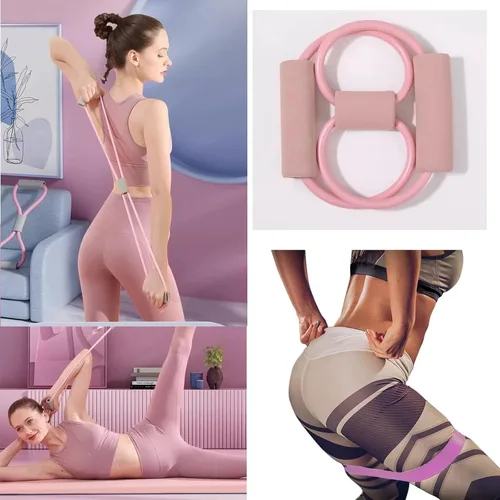 Miniatura 3 de Juego de Pilates – Equipo de Pilates para el hogar para mujer, kit con Círculo Mágico Anillo de Pilates y juego de pelotas, bandas de resistencia &