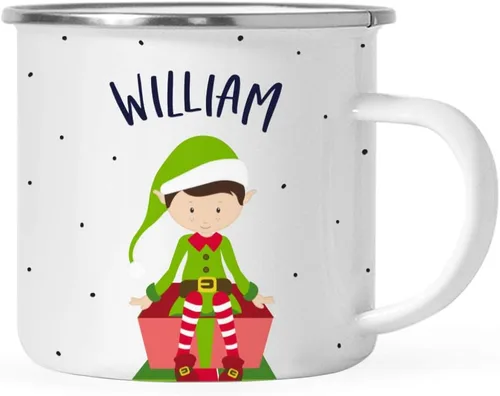 Miniatura 20 de Andaz Press Taza de café de acero inoxidable con nombre personalizado de 11 onzas para niños, diseño de búho azul festivo, 1 paquete, taza