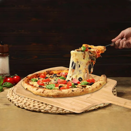 Miniatura 3 de Pala de pizza de 14 pulgadas, 16 pulgadas de largo x 14 pulgadas de ancho, con mango de madera de 8 pulgadas de largo, 24 pulgadas de largo total