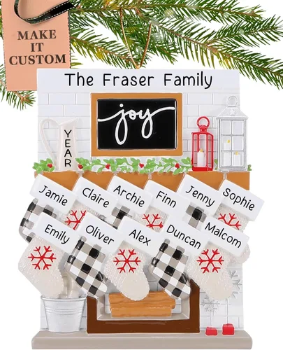 Miniatura 10 de Adorno personalizado para familia grande de 10 personas 2025 Personalización gratuita en 24 horas Adornos navideños de chimenea grabados
