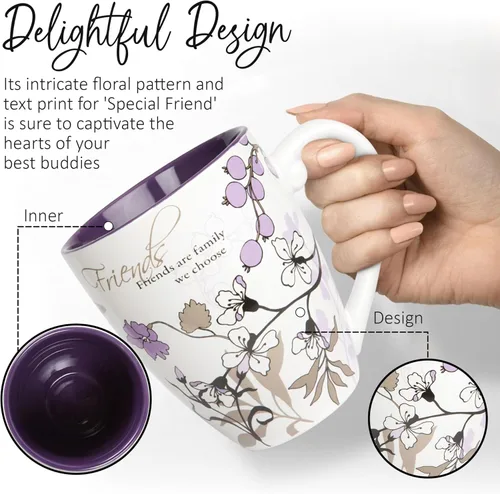 Miniatura 2 de Pavilion Gift Company - Taza de café para amigos - Taza de amigo con el diseño "Los amigos son familia que elegimos" - Taza de café de cerámica