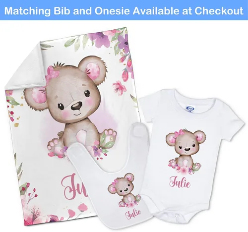 Miniatura 6 de ZouZou Mantas de bebé personalizadas con nombre, mantas de bebé personalizadas para niñas, manta de bebé de oso, el mejor regalo para bebé, recién