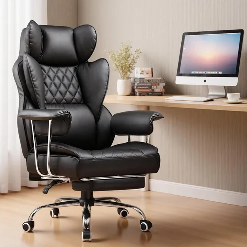 Miniatura 2 de COMHOMA Silla de Oficina Grande y Alta, Silla Gaming de Cuero con Respaldo Alto y Reposapiés, Silla de Oficina Ejecutiva Ergonómica con Soporte