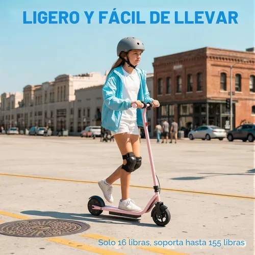 Miniatura 8 de Electric Scooter for Adults, Teens & Big Kids, 350W-500W Motor, 10Mph-21 MPH & 10-28 Miles Max Range, 6.5 to 10 inch Tires, Portable Lightweight Rosa