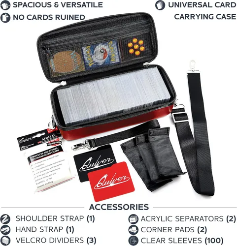 Miniatura 3 de Quiver Time Estuche de transporte de tarjetas Red Bolt para cartas de Pokémon y otros juegos TCG, bolsa de almacenamiento para jugar/cartas Rojo