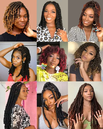 Miniatura 7 de Pelo Passion Twist de 8 pulgadas, trenzas de ganchillo pretrenzadas, paquetes de 8 paquetes (1B/negro natural)