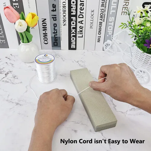 Miniatura 4 de LUSTEMBER Cuerda de nailon satinado de 330 pies, cordón de nailon suave y duradero de 0.039 pulgadas para hacer joyas, pulseras, cuentas, collares