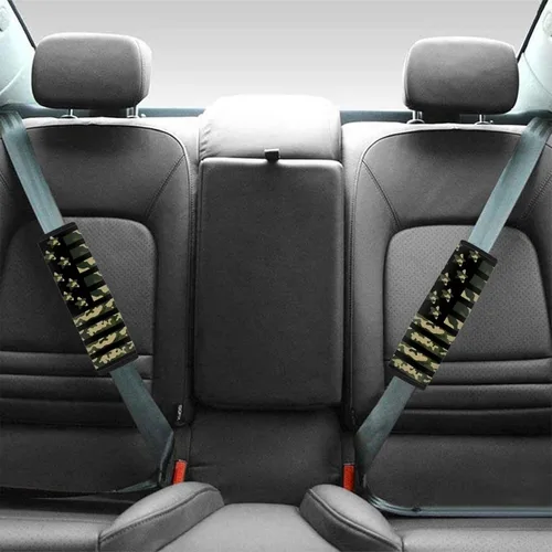 Miniatura 2 de LedBack Fundas para cinturón de seguridad de coche con diseño de bandera americana y camuflaje, paquete de 2, almohadilla universal para cinturón