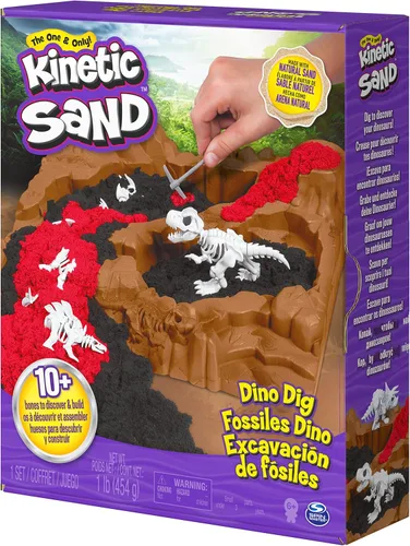 Miniatura 8 de Kinetic Sand, Dino Dig - Juego con 10 huesos de dinosaurio ocultos, juguetes sensoriales de arena para niños de 6 años en adelante