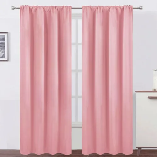 Miniatura 63 de LEMOMO Cortinas opacas negras para cocina, 42 x 45 pulgadas, juego de 2 paneles de cortinas opacas con bolsillo para cortinero para ventana pequeña