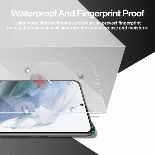 Miniatura 5 de Protector de pantalla de vidrio templado para Galaxy S21 + protector de lente de cámara [2 + 2 unidades] [compatible con fundas] [antiarañazos]