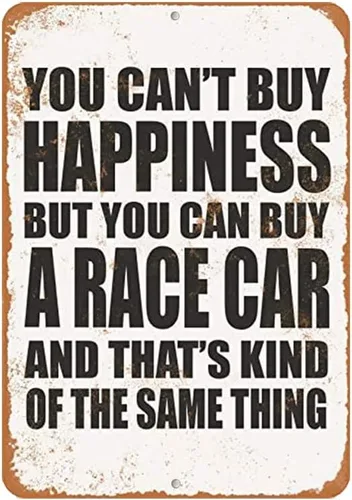 Miniatura 2 de Letrero de metal de aluminio de 8 x 12 pulgadas - You Can't Buy Happiness But You Can Buy a Race Car - Aspecto vintage