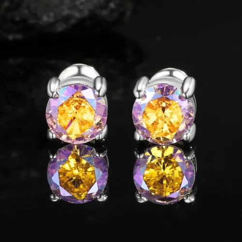 Miniatura 4 de Aretes de titanio con circonita cúbica especial de arcoíris, hipoalergénicos para orejas sensibles